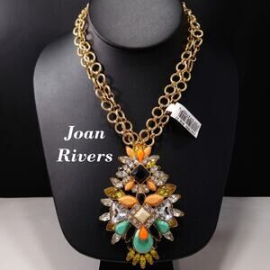 Joan Rivers Large Rhinestone Pendant Necklace Southwestern Colors